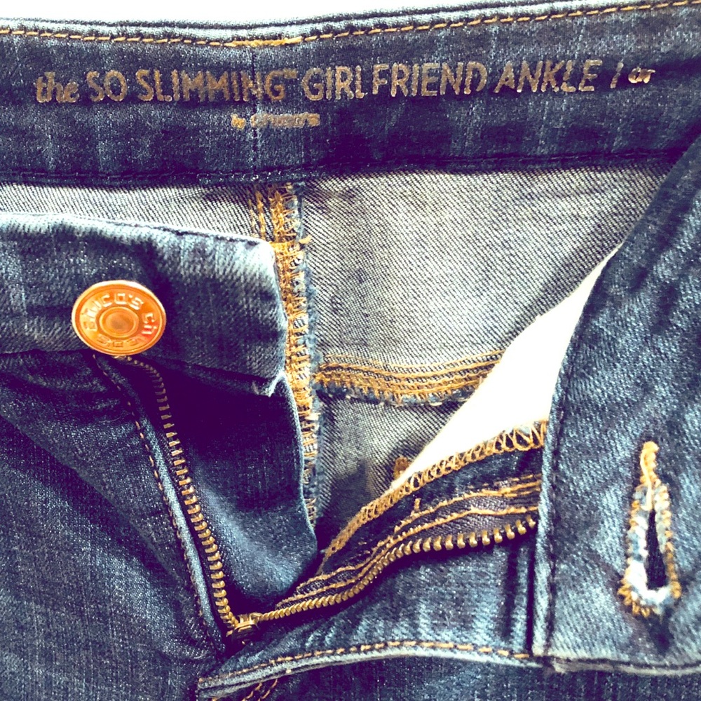 Chico’s So Slimming Girlfriend Ankle Jean EUC 00
